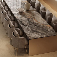 Ensemble table et chaises de salle à manger extra large de luxe italien, 12 places, table de salle à manger de luxe en pierre frittée