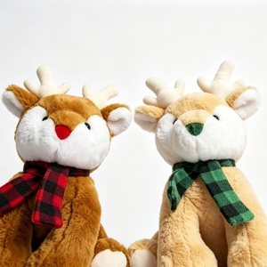 Customized Christmas deer plush set, Plaid scarf reindeer toy, <b>Holiday</b> reindeer pair - Product Image 5