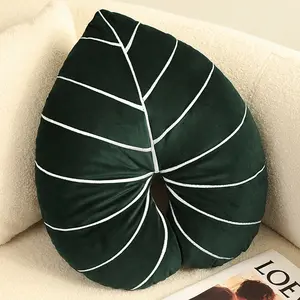 Almohada de felpa suave con forma de hoja para el hogar, cojín decorativo con forma de planta de hojas en 3D, 2022