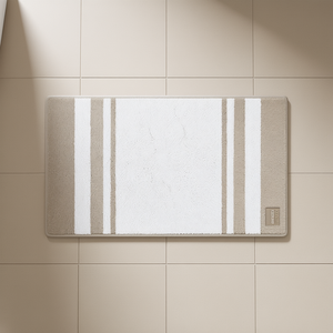 Alfombra de Baño Reversible de Doble Cara, Rectangular, de Algodón a Rayas, Minimalista, con Base de Goma - Product Image 2