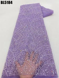 도매 가격 레이스 원단 웨딩 원피스 무거운 수제 자수 페르시 신부 레이스 원단 네이브 블루 페르시 프랑스 스팽글 - Product Image 3