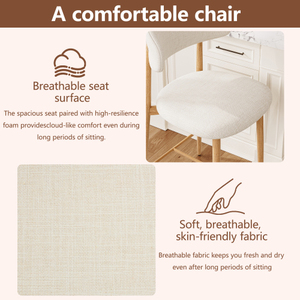 Leather Upholstered Counter Height <b>Bar</b> <b>Stools</b> Set of 2 Modern Design Metal Legs Hotel & Bedroom Use Beige - Product Image 6