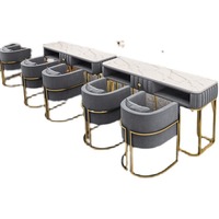 Ensemble de Mobilier de Salon de Manucure Professionnel Luxe Rose Capitonnage pour Technicienne Ongulaire : Table et Chaise