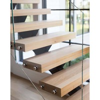 CBMMart prix d'usine lumières LED escaliers Mono Stringer droite ouverte Riser escalier flottant kits d'escalier