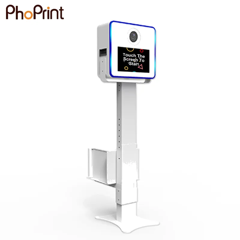 Mini fotomatón portátil para selfis, con soporte de metal ajustable e iluminación LED