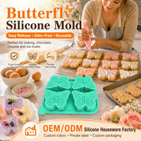 YMS 3D Schmetterlingsförmige Silikon-Antihaft-Kuchenform für Seife, Desserts, Kerzen, Wachsschmelzen, Schokolade, Gelee – Ofen- und spülmaschinenfest