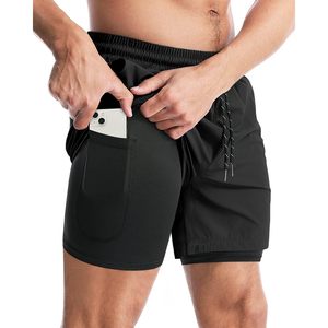 Pantalones cortos para correr 2 en 1 para hombre FOXA, de secado rápido, de 5 pulgadas, con bolsillos para entrenamiento en el gimnasio - Product Image 1