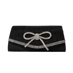 In-Stock European American Retro Style Polyester Fashion New <b>Evening</b> <b>Bag</b> Rhinestones Bowknot Glitter Clutch Chain - Product Image 6