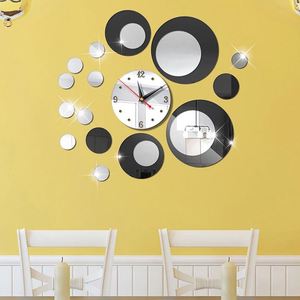 Creative Acrylic Wall <b>Clock</b> DIY Frameless <b>Digital</b> <b>Clock</b> Round Combo Mute <b>Clock</b> Wall Sticker for Home Office Decoration - Product Image 2