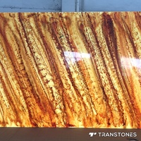 Panneaux incurvés en placage de pierre flexible Boîte d'éclairage ronde en feuille d'albâtre translucide pour la décoration intérieure et extérieure en gros