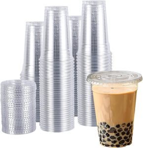 Gobelets en plastique PET transparents jetables pour boissons, gobelets à café jetables, gobelets à café en plastique à emporter avec couvercle, logo personnalisé - Product Image 1