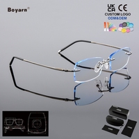 Monture de lunettes sans monture Boyarn Optical pour homme avec finition diamantée et verres de prescription à teinte dégradée