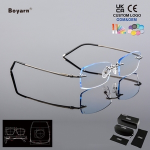 Montatura per Occhiali Senza Montatura Boyarn Optical <span class=keywords><strong>da</strong></span> Uomo con Finitura Diamantata e <span class=keywords><strong>Lenti</strong></span> Graduali con Tinta Sfumata - Product Image 3