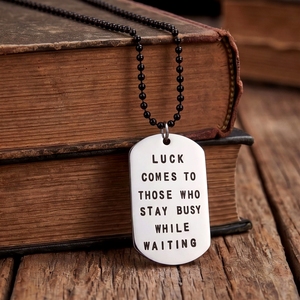 Collana con <span class=keywords><strong>Citazioni</strong></span> Motivazionali in Acciaio Inossidabile: Ciondolo per Cani con Incisione in Inglese, Stile Militare, Moda Europea e Americana - Product Image 1