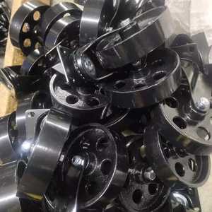 WBD antike Vintage ganz schwarz Metall Gusseisen Lenk rolle Platte 2 Zoll rustikale Möbel Rad Nachlauf - Product Image 6