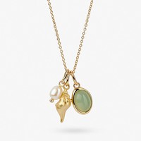 Nouveau collier tendance en perles d'eau douce plaqué or avec pendentif coquillage et pierres précieuses, idéal pour l'été et la plage, cadeau pour femme