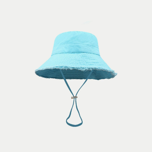 Sombrero de Pescador Vintage con Flecos y Correa para la Barbilla, Sombrero de Sol de Algodón Lavado para Viajes al Aire Libre - Product Image 1