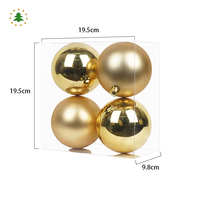 Usine Jintai, vente en gros, OEM, logo personnalisé imprimé, 10 cm, 4 pièces, boules d'arbre de Noël en plastique incassable dorées
