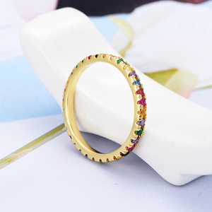 Anello RINNTIN SR63 Semplice Cerchio in <span class=keywords><strong>Argento</strong></span> Sterling <span class=keywords><strong>925</strong></span> Placcato Oro con Effetto Arcobaleno - Product Image 2