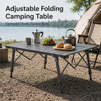 Table de camping pliable en alliage d'aluminium, réglable en hauteur, 127x62cm, portable, pour pique-nique, barbecue, plage, mobilier d'extérieur