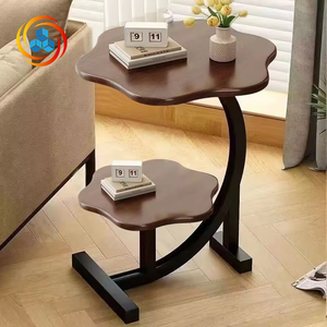 Low MOQ Cheap Wooden Modern Handmade Living Room <b>Sofa</b> <b>Side</b> <b>Table</b> with Metal Legs C Shape Round End <b>Table</b> Decorative - Product Image 2