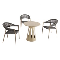 table basse et chaises empilable moderne patio café 4 pièces mobilier de salle à manger extérieur corde de jardin en aluminium