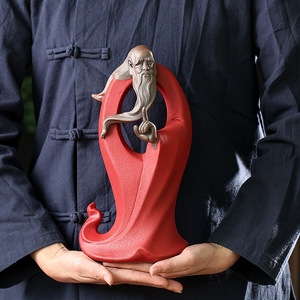 Zen-inspired Tea Pet Ornament Lao Tzu Statue Ceramic Figure Zisha Material Living Room <b>Decoration</b> - Product Image 3
