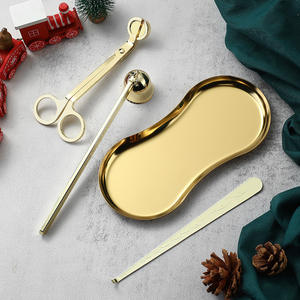 Ensemble d'accessoires de luxe en acier inoxydable écologique 3 pièces en gros, comprenant des bougies, un coupe-mèche, un éteignoir - Product Image 5