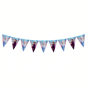 Guirlande triangulaire en plastique 2,3 m pour fête d'anniversaire, décorations suspendues jetables, motif dessin animé, thème Party Love Frozen - Product Image 5