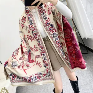 2021 Latest National Style Cashmere Scarf Muslim Birds And Cashew Printed Long Shawl Wraps Scarves