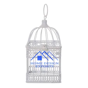 白色搪瓷成品金属鸟笼，用于室内和室外装饰热销金属铁花式鸟笼，用于家居装饰