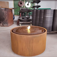 Prix direct usine acier Corten acier rouillé caractéristique de l'eau fontaine de jardin ronde nappe phréatique paysage fontaine avec pompe
