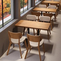 Chaise de salle à manger moderne en bois massif rembourrée, table rectangulaire pour restaurant, ensemble de meubles pour café, fast-food, bistro, café