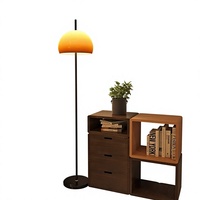 Lampe de sol vintage rétro de style mid-century en forme de champignon, LED, trois couleurs, variateur d'intensité, télécommande, construction en fer, pour salon/chambre