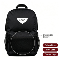 Sac à dos d'école primaire personnalisable avec logo, en tissu Oxford noir, unisexe, durable, résistant à l'eau, fermeture éclair, sangle rétractable, pour étudiant