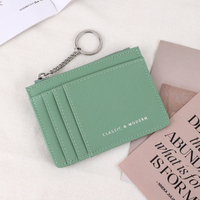 Harga pabrik minimalis dompet PU ramping kartu kredit portabel pendek dan dompet koin uang tunai pemegang dengan penutup ritsleting