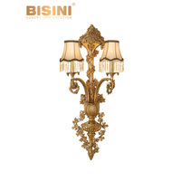 Applique murale LED en laiton antique, bronze doré italien, design européen, abat-jour blanc, garantie 2 ans, pour villa