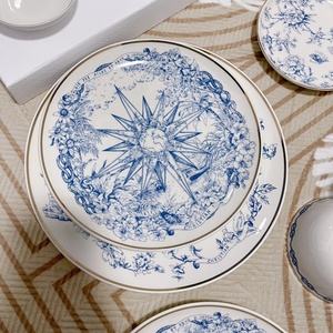 Service de table en porcelaine fine bleu clair européen 41 pièces et assiettes à dessert en porcelaine – Meilleures ventes - Product Image 4