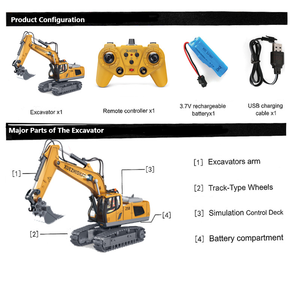 รถของเล่นวิศวกรรมบังคับวิทยุ 11 ช่องสัญญาณ ผลิตจากโลหะผสม 2.4G รถขุดดินไร้สาย รถดันดิน ของเล่นรถขุดสำหรับเด็ก ขายส่ง - Product Image 3