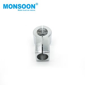 Connecteur de tube rond en métal chromé réglable à 2 voies pour penderie et séchoir à linge - Product Image 3