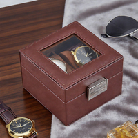 Boîte de rangement vintage en cuir pour montres, 2 emplacements, étui de présentation pour montres mécaniques pour hommes, organiseur de voyage