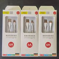 Kabel Pengisi Daya Data 6A Cepat dengan Logo Merek Kustom Gratis untuk Ponsel dan Kamera, Termasuk Kemasan Ritel