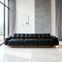 Ensemble de canapés sectionnels de luxe en cuir véritable de haute qualité, style européen capitonné, rembourrage en éponge, entièrement inclinable, design suspendu