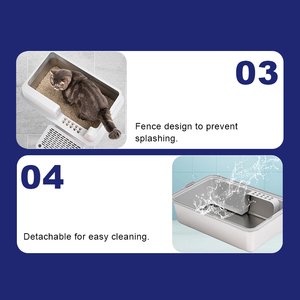 Boîtier de nettoyage rapide en acier inoxydable Boîte <span class=keywords><strong>à</strong></span> bacs <span class=keywords><strong>à</strong></span> <span class=keywords><strong>sable</strong></span> pour litière pour chat <span class=keywords><strong>avec</strong></span> <span class=keywords><strong>couvercle</strong></span> haut - Product Image 5