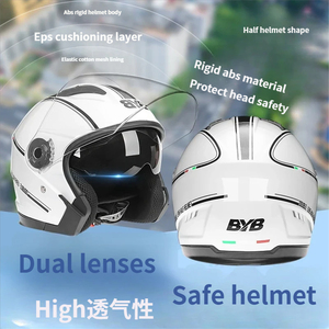 Casco Infantil Certificado Clase 3C, para Todas las Estaciones, Medio Casco, ABS, con Visera Transparente y Doble Lente, para Bicicleta Eléctrica/Motocicleta - Product Image 3