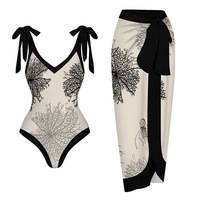 Maillot de bain pour femmes Maillot de bain de plage Ensemble de bikini une pièce avec jupe de couverture