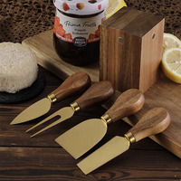 Couteau à fromage personnalisé en acier inoxydable avec manche en bois d'acacia, ensemble couteau et fourchette à fromage portables, support magnétique, fonction manuelle