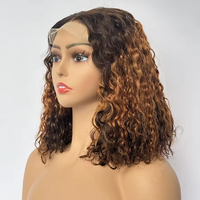 Nouvelle Arrivée Expédition Rapide Perruque Sans Colle en Cheveux Humains Vierges Remy de Luxe, Densité 180%, Couleur à Trois Tons, Dentelle Transparente Frontale