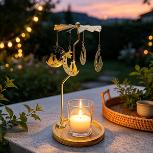 Nuevo Candelabro Giratorio, Portavelas Creativo de Lujo para Velas Aromáticas, Candelabro Giratorio Tipo Carrusel con Bandeja de Madera - Product Image 6