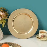 Assiettes à dîner polyvalentes Assiettes de luxe en plastique or Champagne PC Wedding Party Hot Pink Dark Forest Green Blue Red